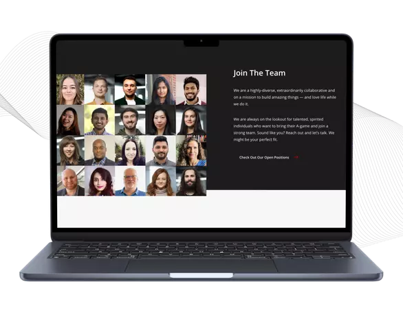 Tech Fabric team showcased on a laptop screen