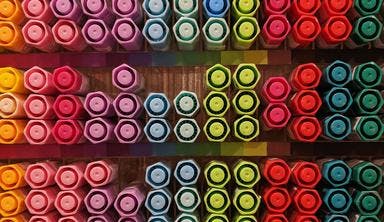 Pens organised by colour