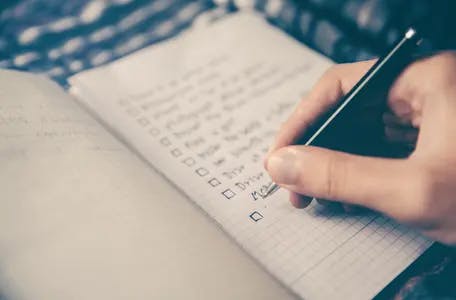 Checklist on a notebook